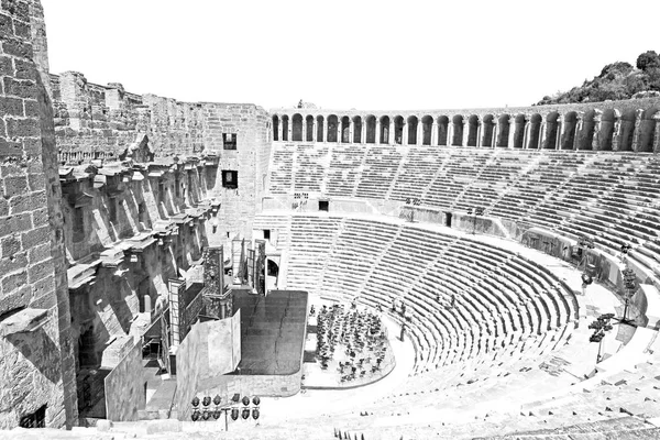 Dinde Europe Aspendos Vieux Théâtre Texture Abstraite Étape Gris — Photo