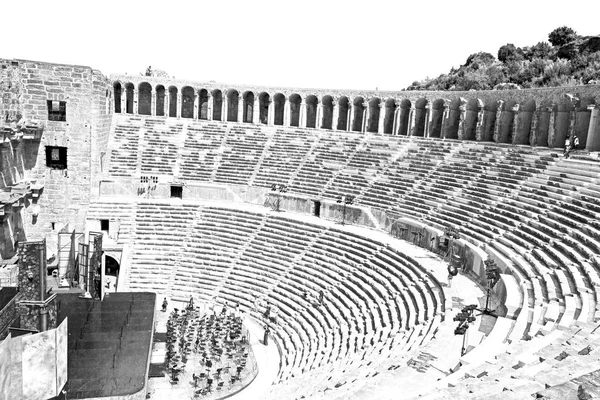 Turkey Europe Aspendos Old Theatre Abstract Texture Step Gray — Stock Photo, Image
