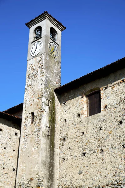 Арсаго Сеприо Старый Абстрактный Италии Стена Церковная Башня Колокол Солнечный — стоковое фото