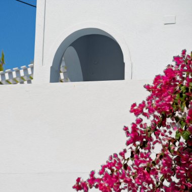 Avrupa tatil cyclades santorini eski şehir beyaz ve gökyüzü