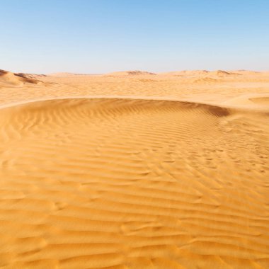 Umman 'daki boş çeyrek ve açık kum tepeciği eski çölde Al Khali' yi ovala 