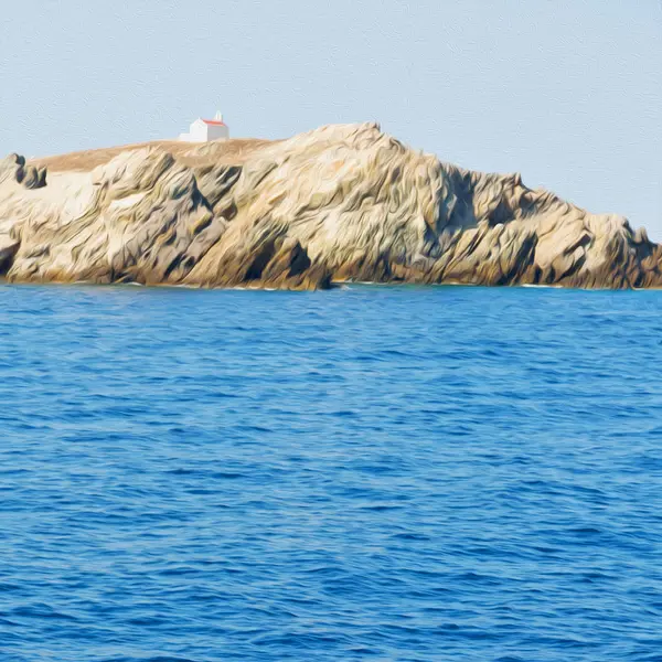 Stone Coastline Light Ocean White Sky — Stock Photo, Image