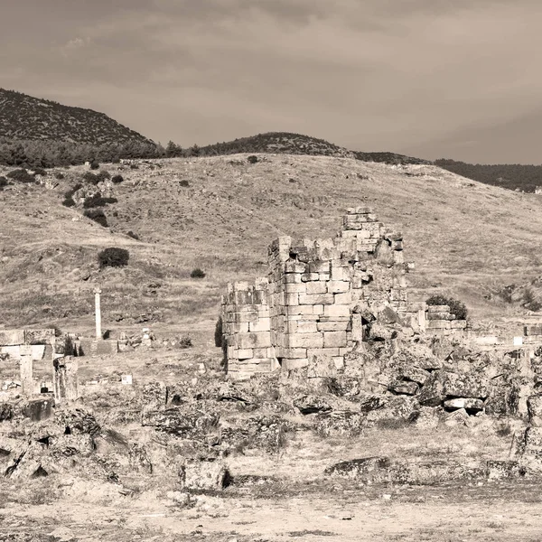 Pamukkale Alter Bau Asien Truthahn Die Säule Und Der Römische — Stockfoto