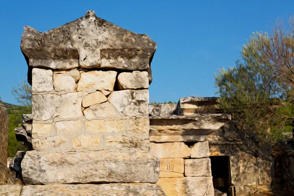 Pamukkale Gammal Konstruktion Asien Kalkon Kolonnen Och Den Romerska Templet — Stockfoto