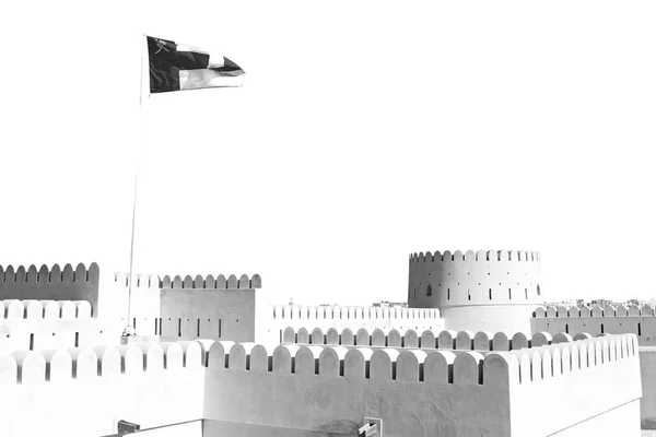 In oman    muscat    the   old defensive  fort battlesment sky a — Stock Photo, Image