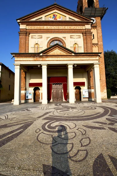 Dans Vieille Église Parabiago Cloturé Tour Brique Trottoir Italie Lombardie — Photo