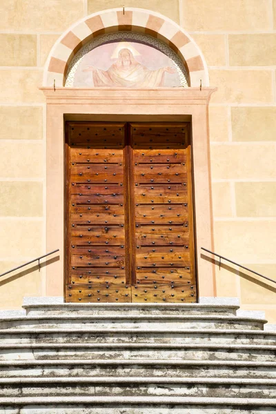 Sunny Day Italia Iglesia Traducir Varese Vieja Puerta Entrada Mosaico — Foto de Stock