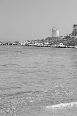  Eski değirmen santorini Yunanistan Avrupa ve gökyüzü