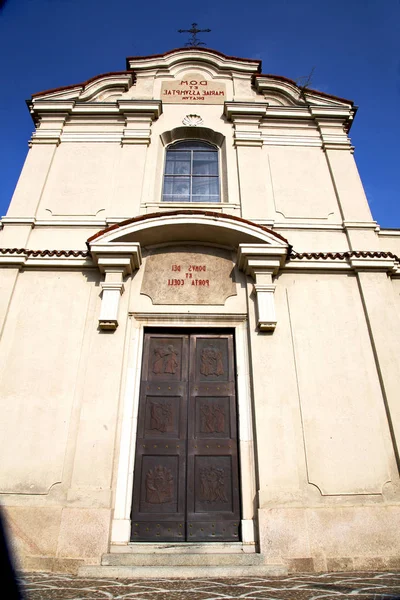 Lombardia Carbonato Vecchia Chiesa Chiusa Mattone Torre Marciapiede Italia — Foto Stock