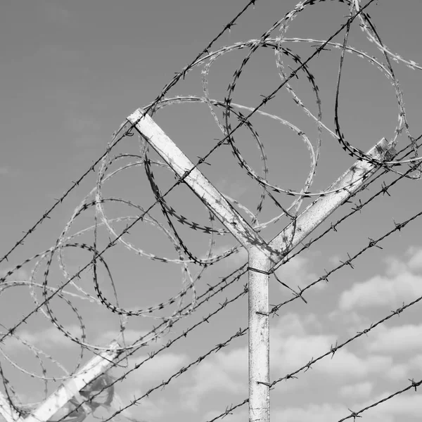 In oman barbwire in the background and cloudy sky — Stock Photo, Image