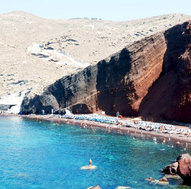 su ve Akdeniz kıyı şeridi deniz kırmızı beach santorini g