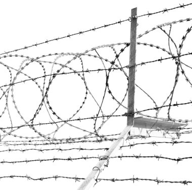 Umman barbwire içinde arka plan ve bulutlu gökyüzü