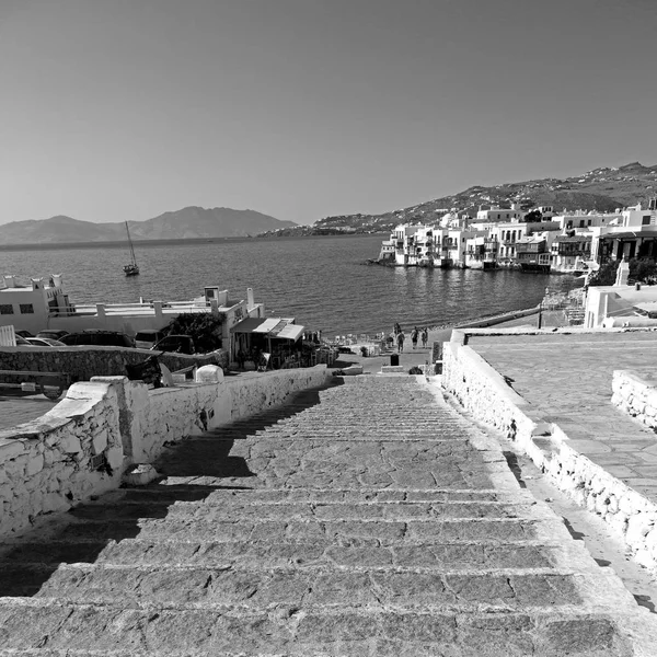 Древняя история острова Киклады гавань и лодка Санторини Наксос — стоковое фото