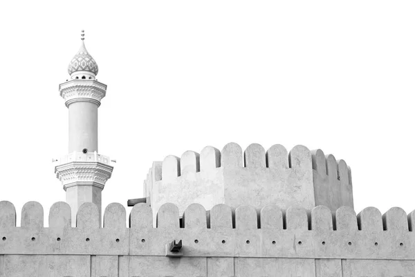 W oman, muscat stary minaret Meczetu i religia w czyste niebo — Zdjęcie stockowe