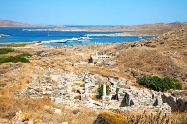 delos Yunanistan historycal Akropolis tapınağında ve eski harabe sı