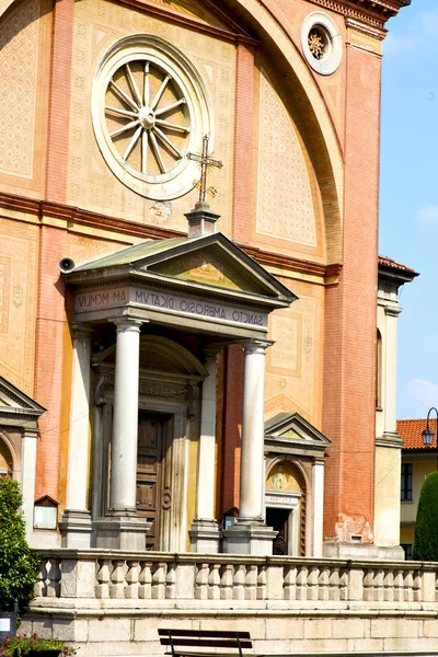 Église Dans Pozzolo Lonate Tour Brique Fermée Trottoir Italie Lombardie — Photo