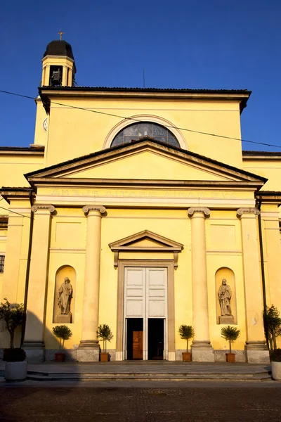 Church Robecchetto Closed Brick Tower Sidewalk Italy Lombardy Old — Stock Photo, Image