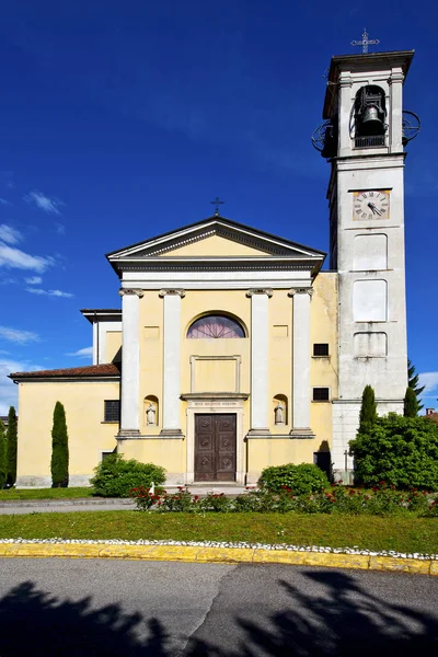 Snedvrida Kyrkliga Solbiate Arno Italien Det Gamla Väggen Terrass Bell — Stockfoto