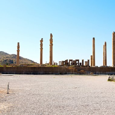 İran Persepolis 'inde eski kalıntılar tarihi anıtlar ve rui