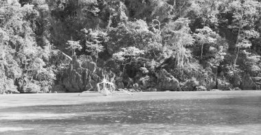 bir tekne güzellikler kıyı şeridi deniz ve rock 