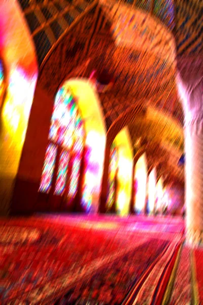 Στο Ιράν Θαμπάδα Χρώματα Από Παράθυρα Παλιό Τζαμί Παραδοσιακό Γραφικό — Φωτογραφία Αρχείου