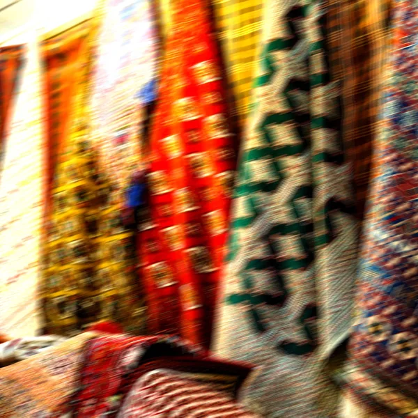 Rozmycie Iran Szalik Rynku Texture Abstrakcja Kolory Bazaar Akcesorium — Zdjęcie stockowe