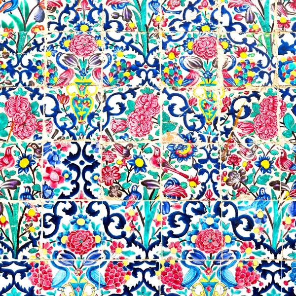 Elmosódik Iráni Régi Dekoratív Virág Csempe Antik Mecset Mint Háttér — Stock Fotó