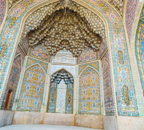 Στο Ιράν Παλιό Τζαμί Και Παραδοσιακά Τοίχο Παράθεση Τομή Κοντά — Φωτογραφία Αρχείου