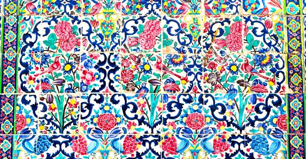 Borrão Iran Azulejos Flores Decorativas Antigas Mesquita Antiga Como Fundo — Fotografia de Stock