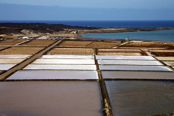 Vijver water kustlijn zout in lanzarote Spanje musk rock — Stockfoto