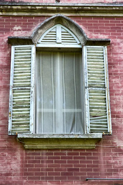 Shutter Europe Italy Lombardy Milano Old Window Closed Brick Abstract — Stock Photo, Image