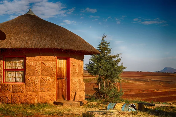 In lesotho  street village near  mountain Stock Picture