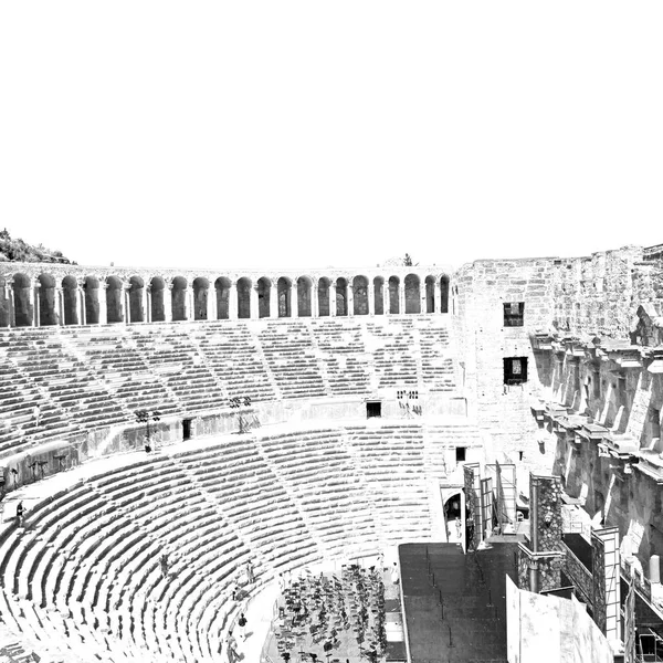 Aspendos and broken  in turkey europe   the old theatre abstrac — Stock Photo, Image