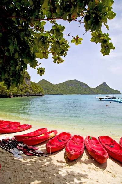 Boat coastline of   green lagoon yacht thailand kho phangan  ba — Stock Photo, Image