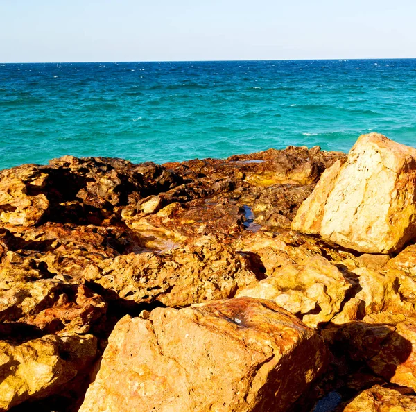 Ontspannen Buurt Van Hemel Oman Kustlijn Zee Oceaan Golf Rock — Stockfoto