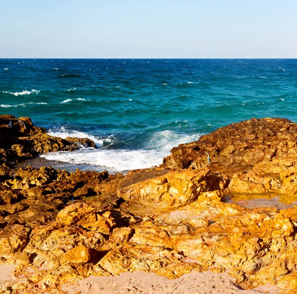 Gökyüzü Umman Sahil Deniz Okyanus Körfez Rock Plaj Yakınındaki Sakin — Stok fotoğraf