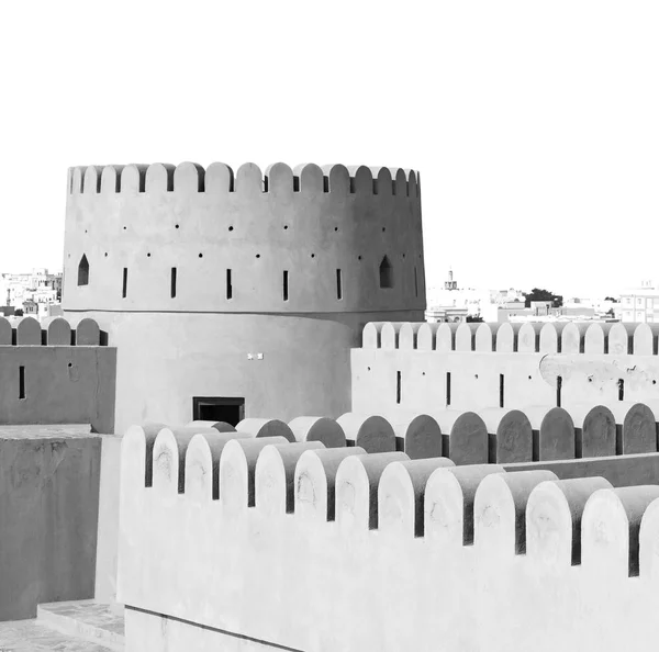 Fort Cuirassé Ciel Étoile Brique Dans Oman Muscat Vieux Défensif — Photo