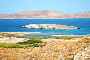 delos Yunanistan historycal Akropolis tapınağında ve eski harabe sı