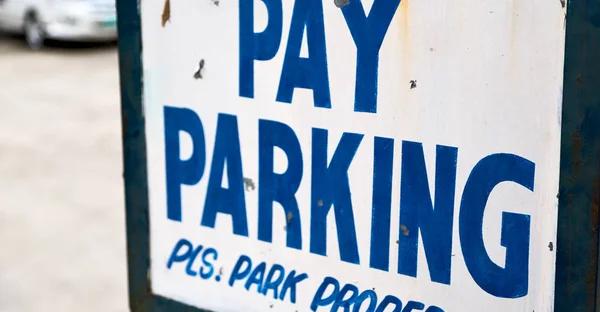 Old dirty label of parking signal — Stock Photo, Image