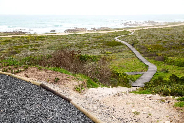 Na praia da áfrica do sul passarela perto do oceano indiano — Fotografia de Stock