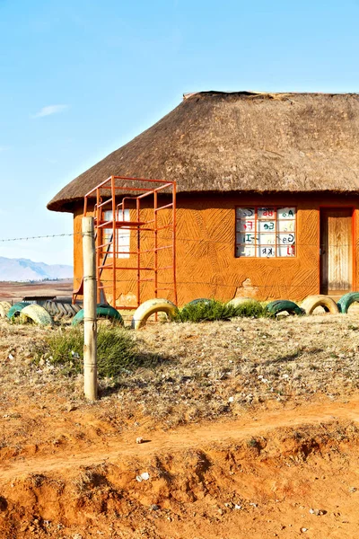 In lesotho  street village near  mountain Royalty Free Stock Photos