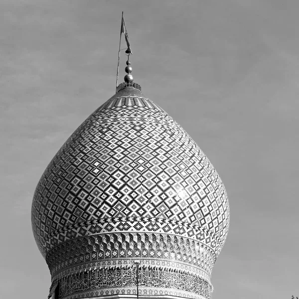 Iran Antigua Mezquita Incisión Tradicional Azulejos Pared Cerca Del Minarete — Foto de Stock
