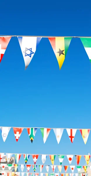 Rozmycie Rpa Ozdobny Flag Macha Całego Świata Niebo — Zdjęcie stockowe