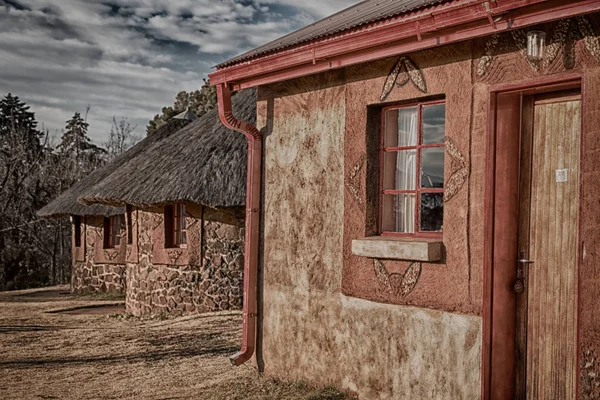 Rozmycie Lesotho Malealea Ulicy Wieś Pobliżu Góry Coultivation Pola — Zdjęcie stockowe