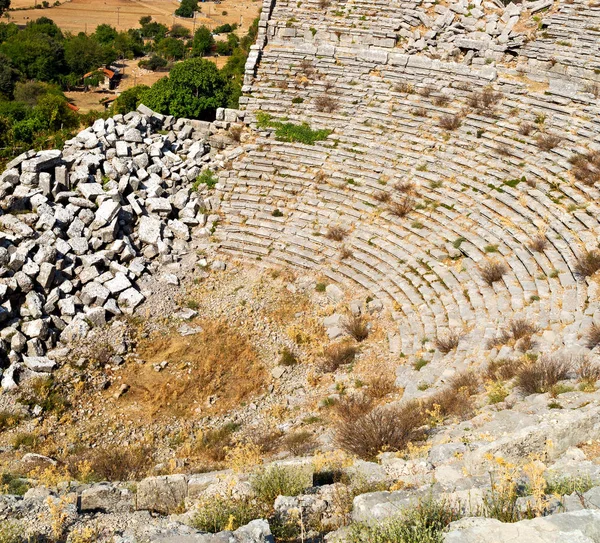 Ἀπὸ τοῦ λόφου στην Ασία Τουρκία selge αρχιτεκτονική ερείπια του παλιού και να — Φωτογραφία Αρχείου