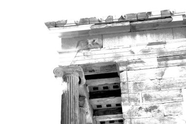 Avrupa'nın eski towert ve mermer tuğla Atina Akropol ve gökyüzü