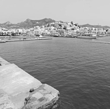 eski cyclades Adası Limanı ve tekne santorini naksos tarihinin