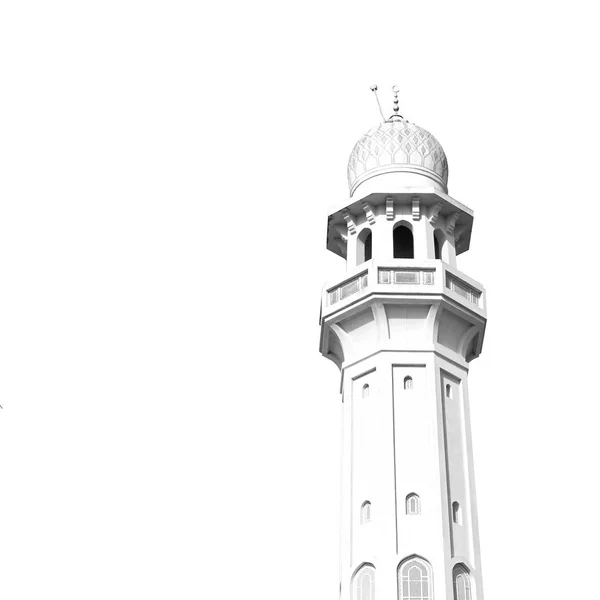 W oman, muscat stary minaret Meczetu i religia w czyste niebo — Zdjęcie stockowe