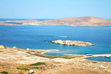 Delos Yunanistan historycal Akropolis ve eski harabe site