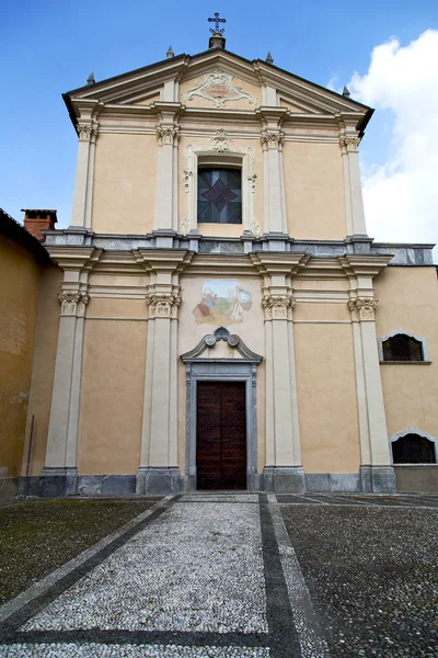 Kilise Somma Lombardo Kapalı Tuğla Kaldırım Talya Lombardy Eski Kule — Stok fotoğraf